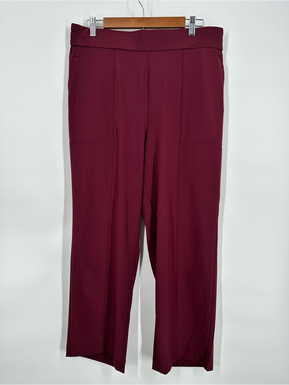 LOU & GREY Women Burgundy Wide Leg Pull On Pants Merlot Oxblood Active Trousers